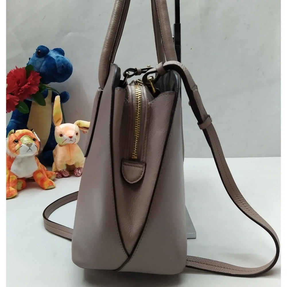 Radley London Gray Leather Double Handles Zipper Closure Satchel Bag